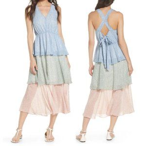 Sam Edelman Multi-Colored Tiered Midi Dress 8 $158 NWT